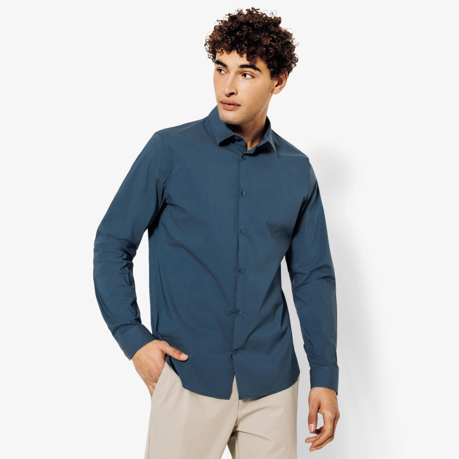 Chemise slim unie coton