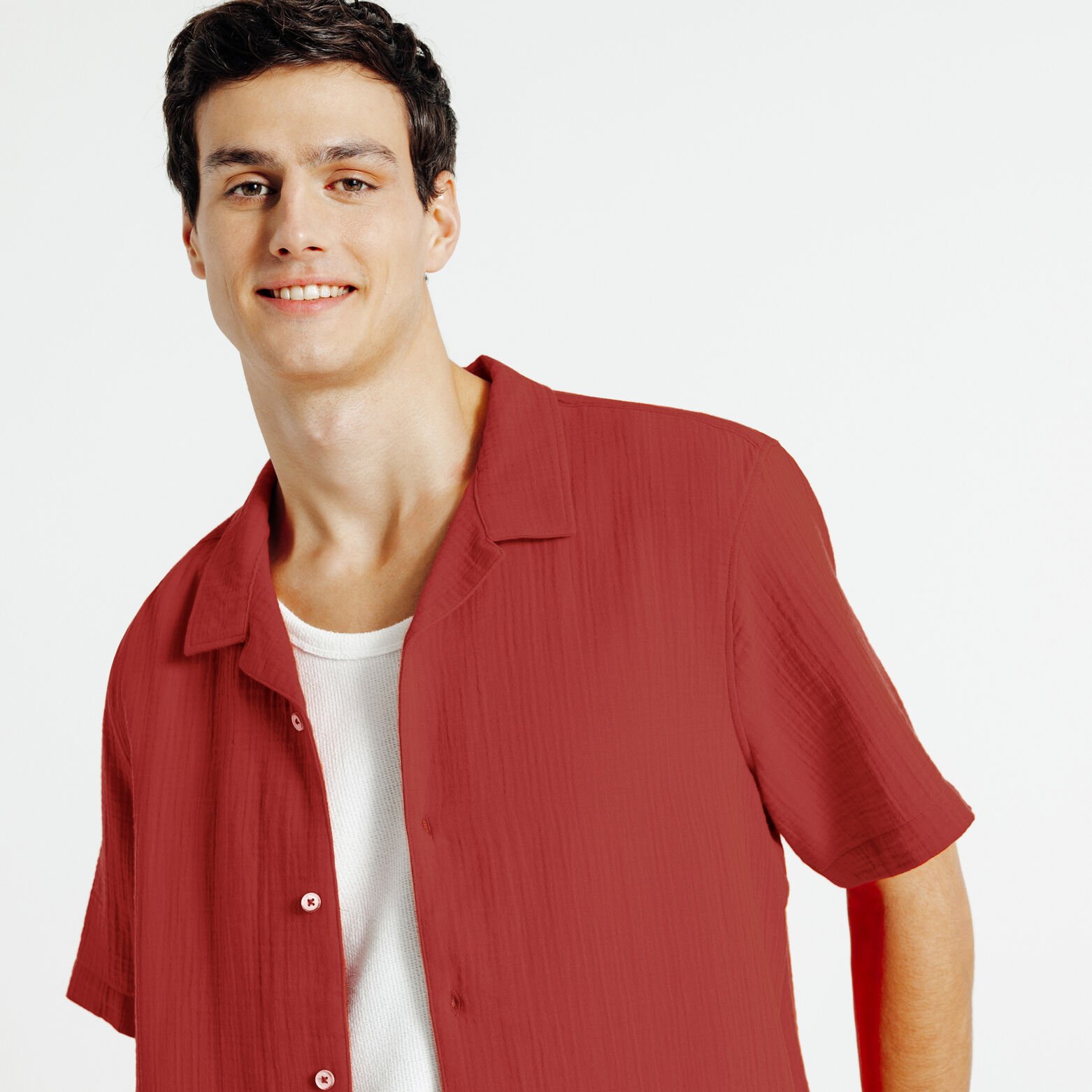 Chemisette en gaze de coton col requin