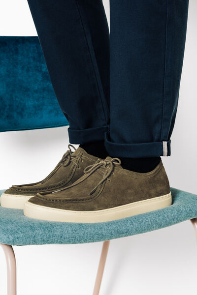 Baskets en cuir su&eacute;d&eacute; esprit derby