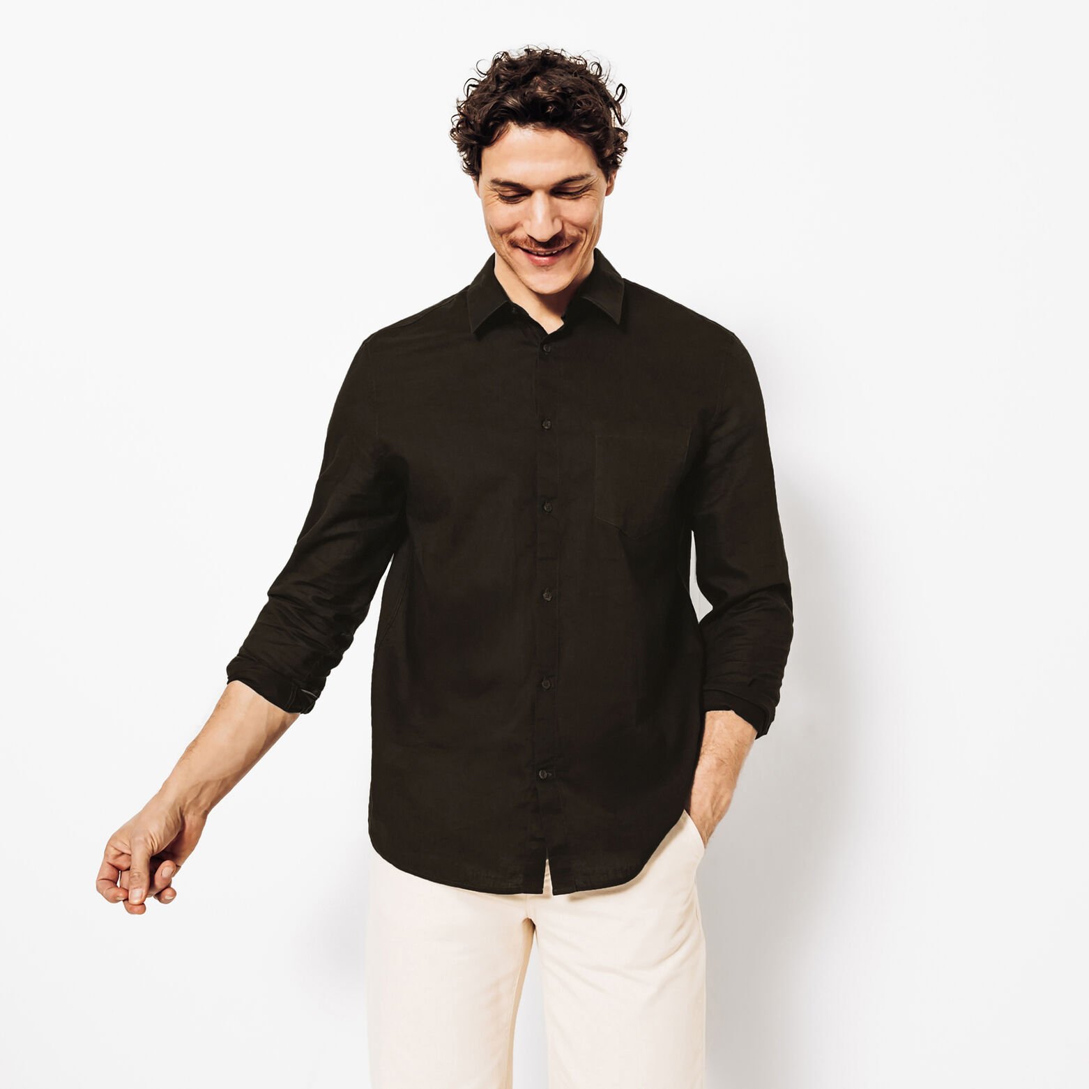 Chemise en coton lin unie