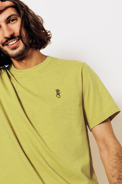 Tee shirt mati&egrave;re flamm&eacute;e broderie poitrine