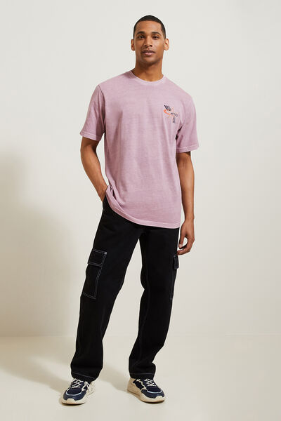 Katoenen T-shirt met ronde hals en print op de bor