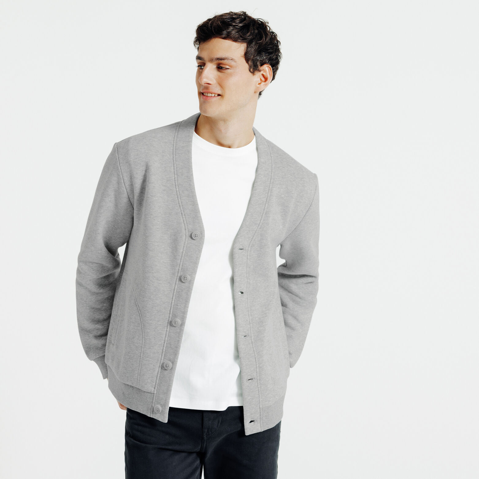 Sweat cardigan &agrave; boutons