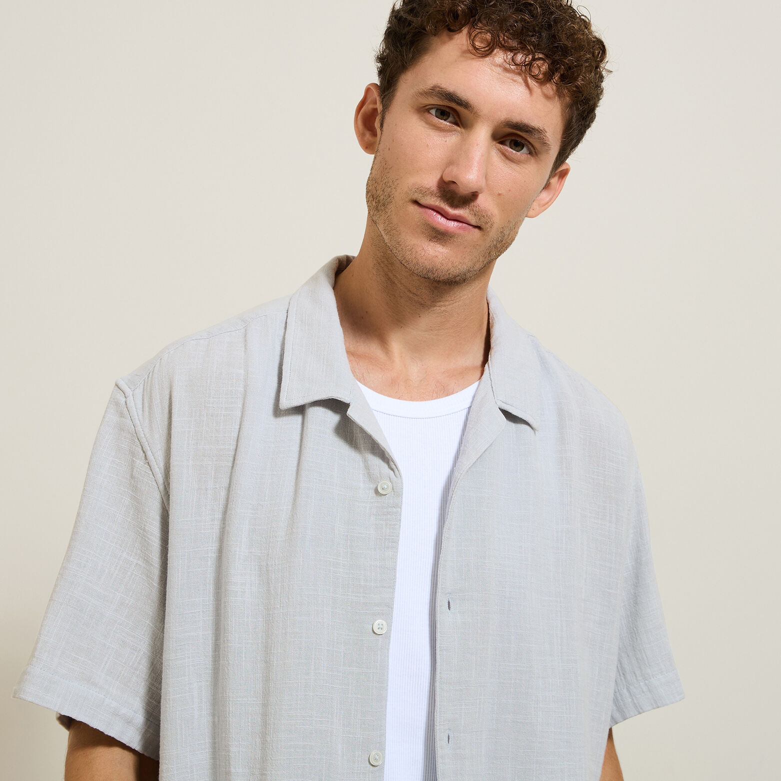 Chemisette en gaze de coton textur&eacute;e