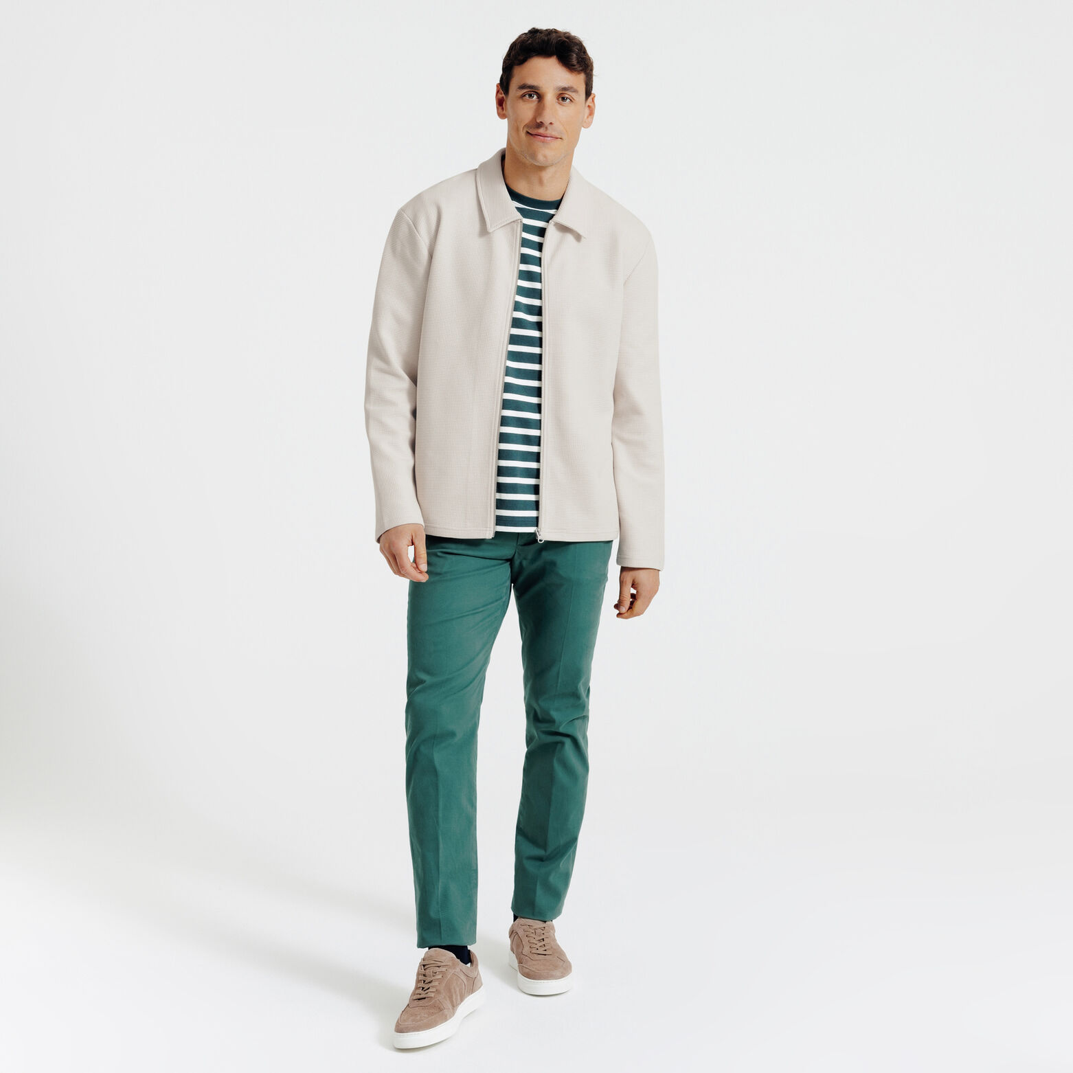 Sweat col chemise gaufr&eacute;