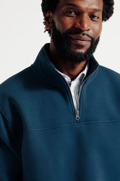 Sweat col montant zipp&eacute; uni