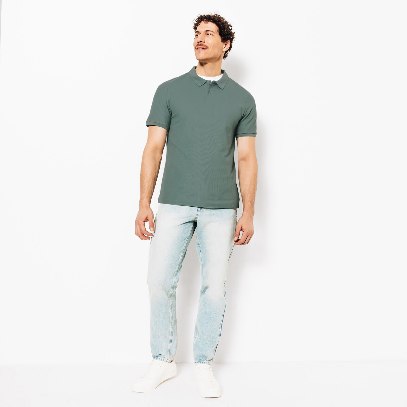 Effen polo in piqu&eacute;katoen met korte mouwen