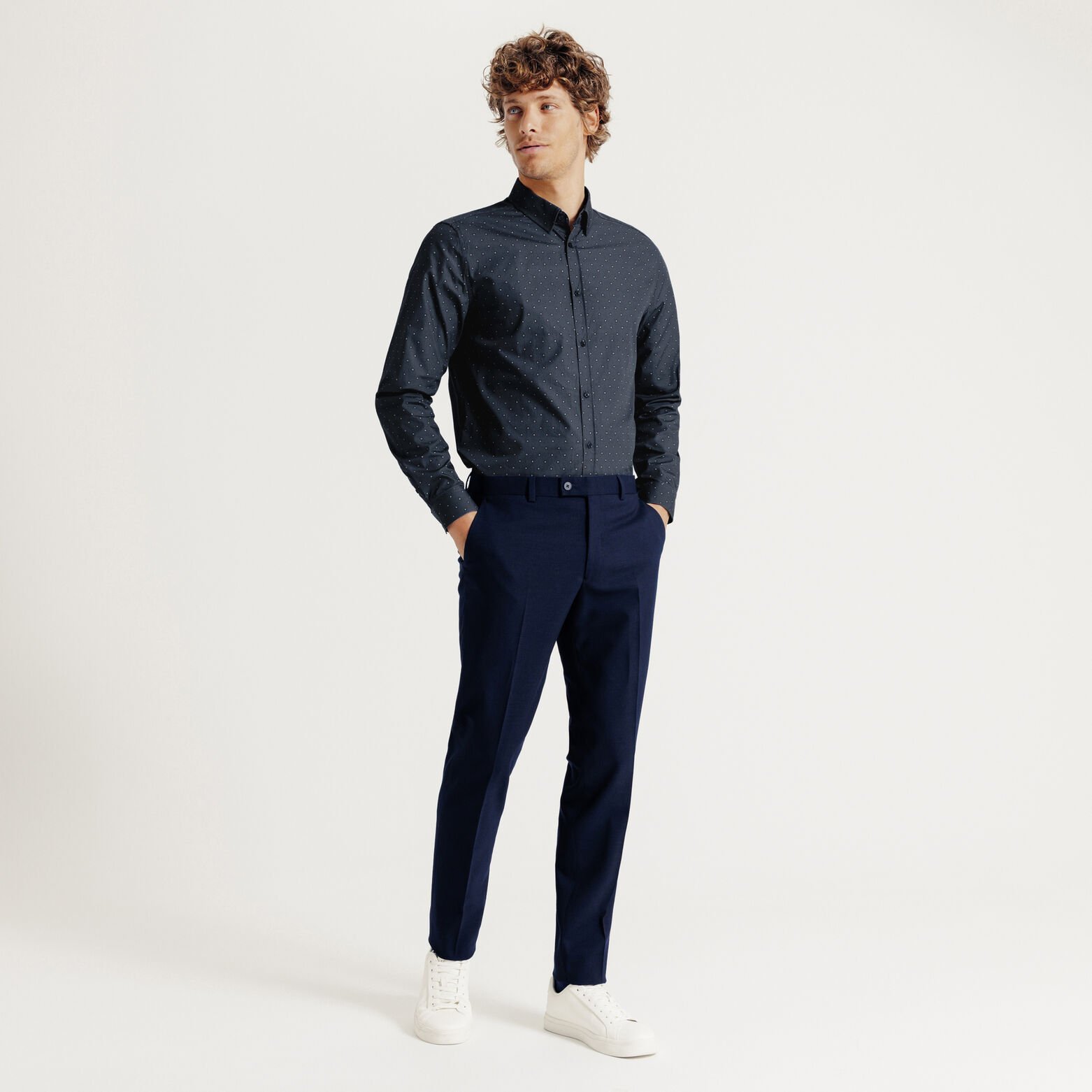 Slim fit hemd in katoen met geometrische print