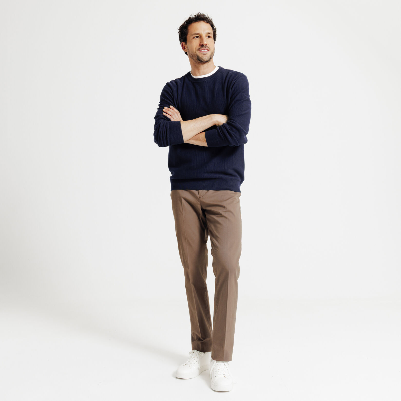 Trui ronde hals in fantasie stekenpatroon