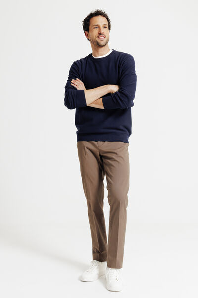 Pull col rond jeux de points fantaisie