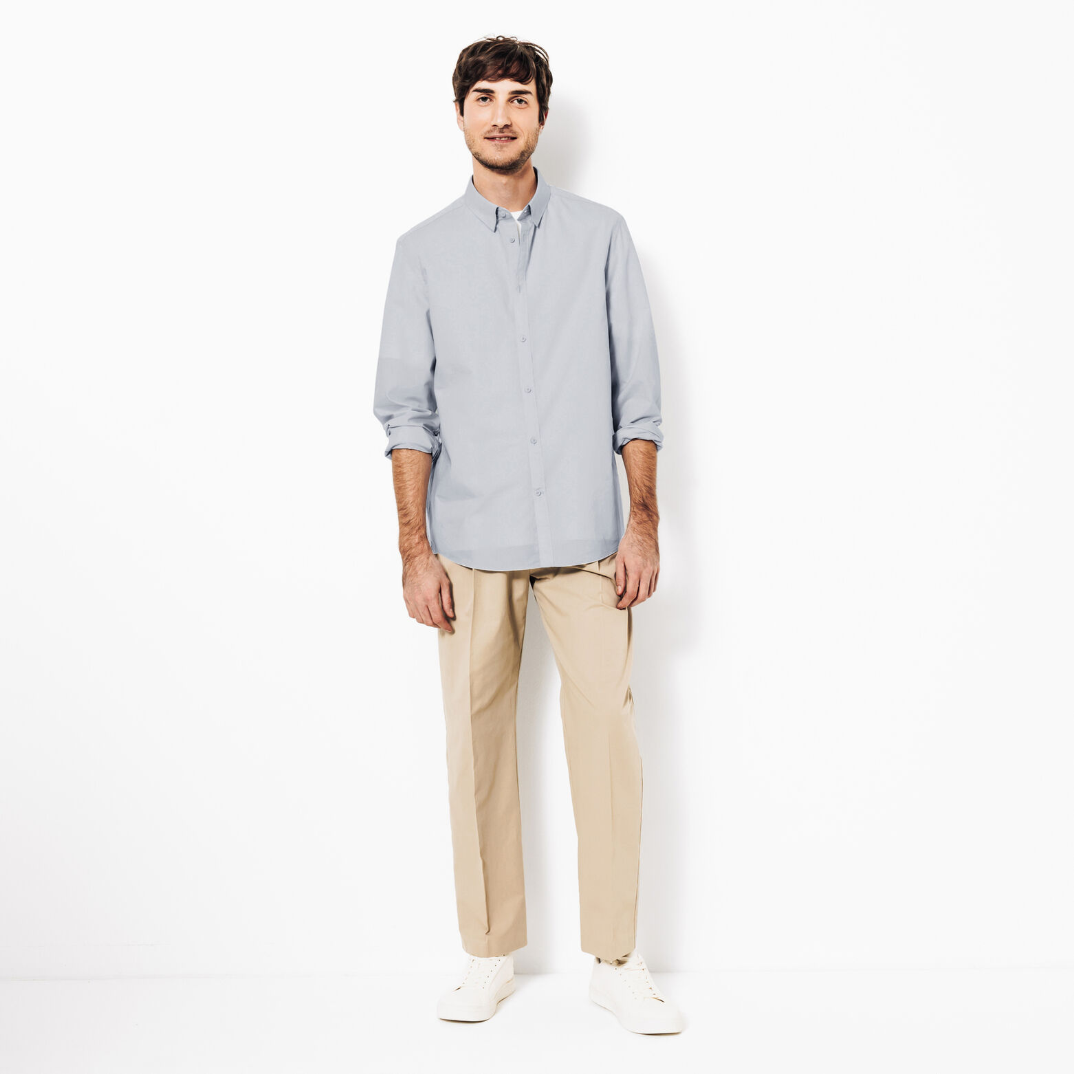 Hemd in katoen met semi Italiaanse kraag