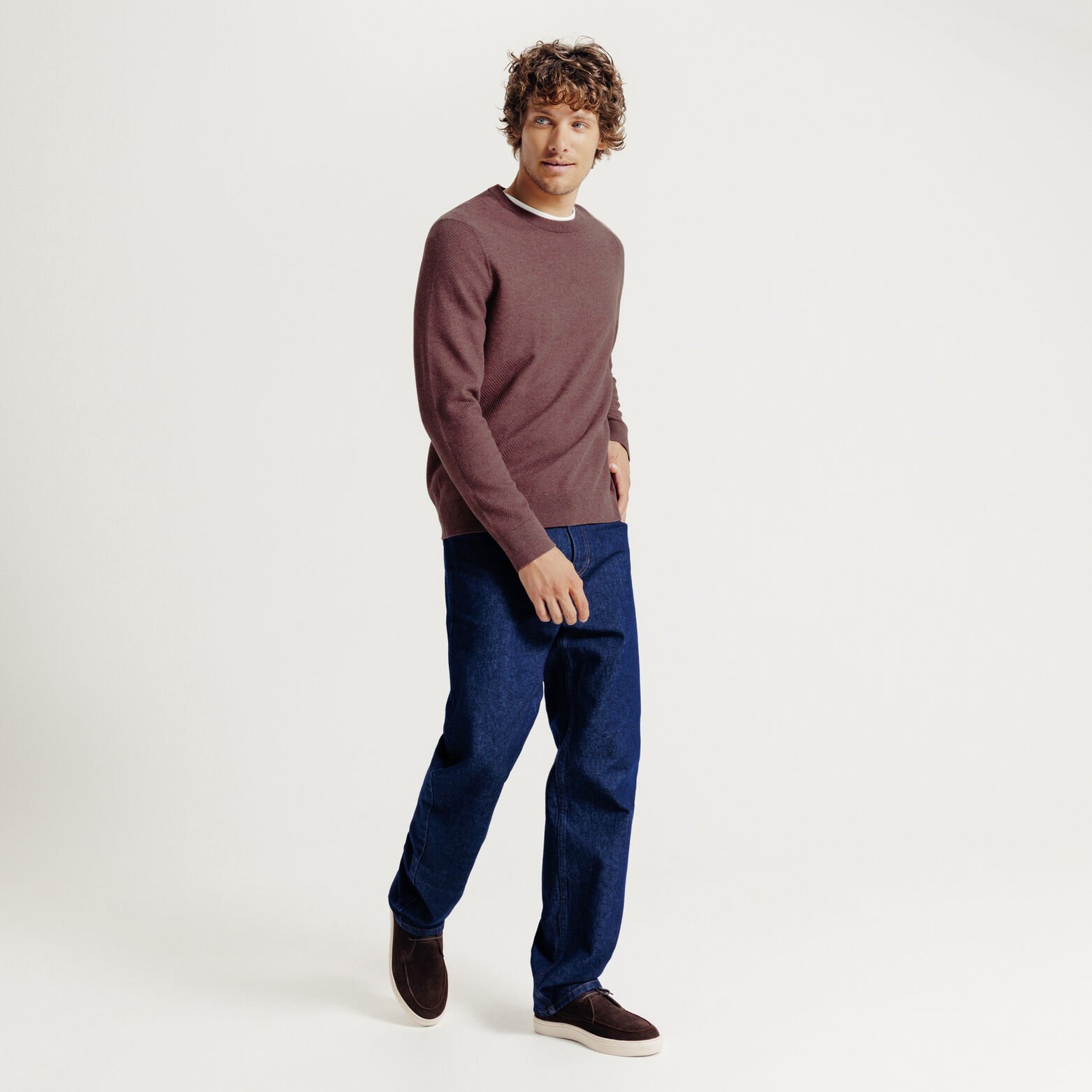 Trui ronde hals in fantasie-stekenpatroon