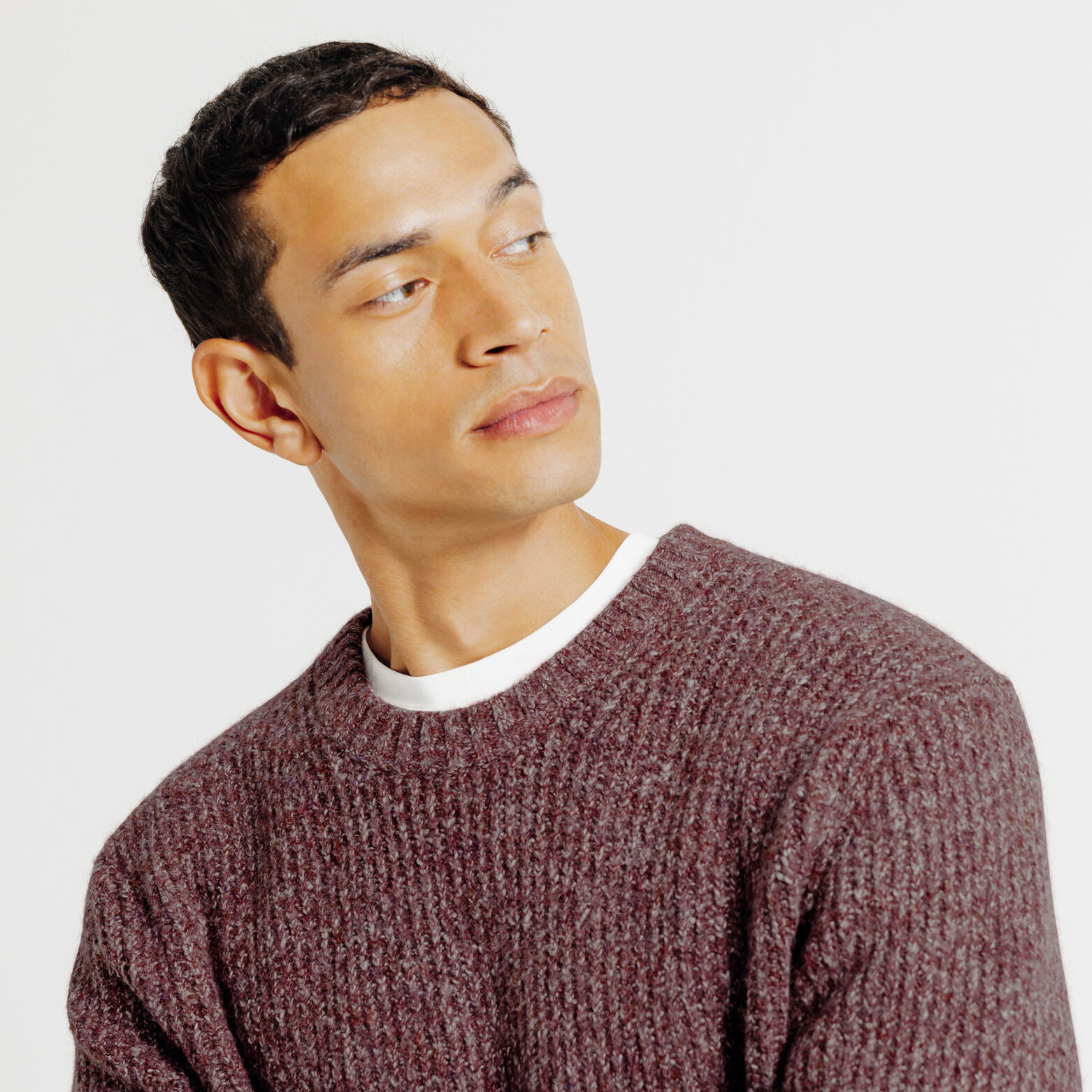 Trui ronde hals in tweed