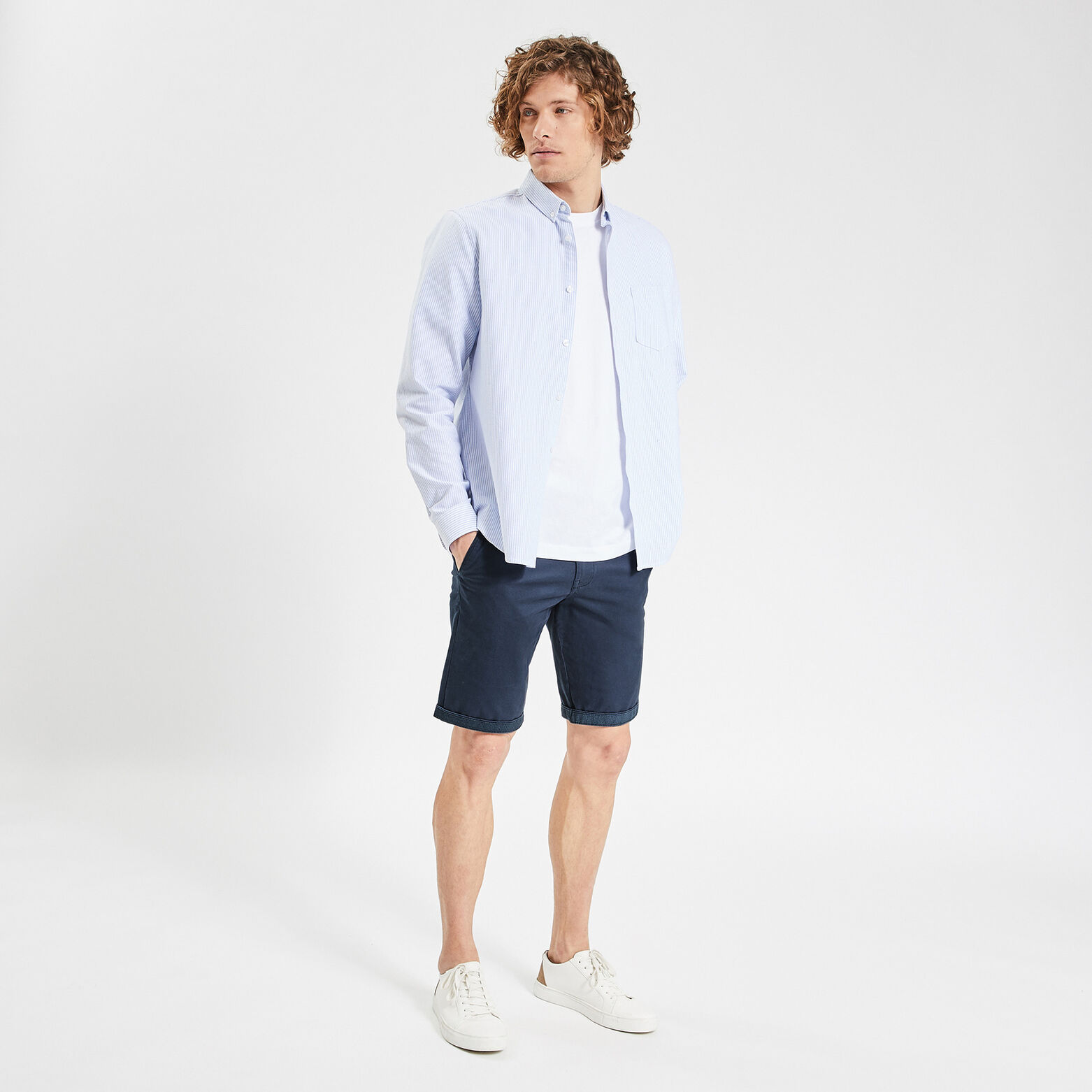 Bermuda chino uni avec ceinture