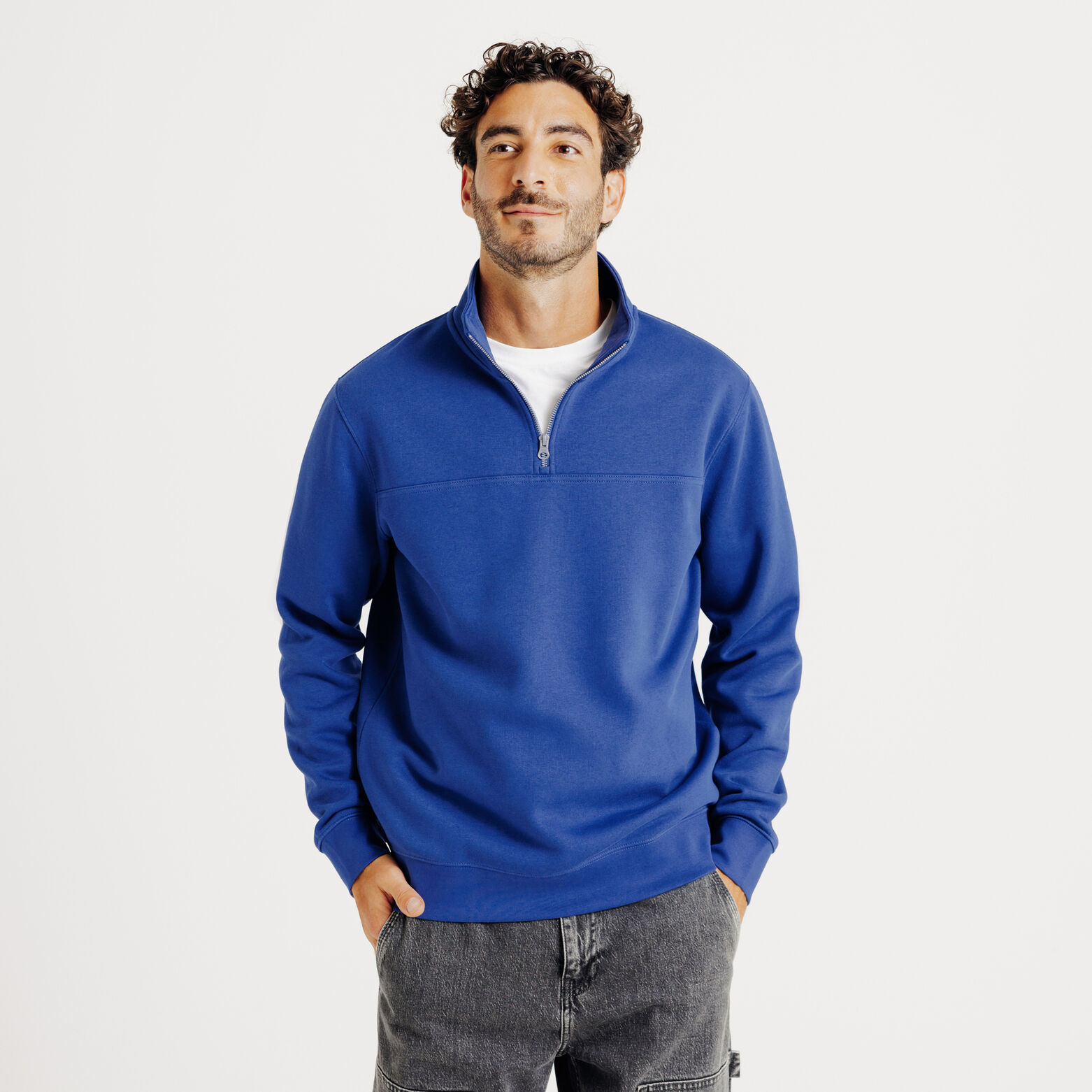 Sweat col montant zipp&eacute; uni