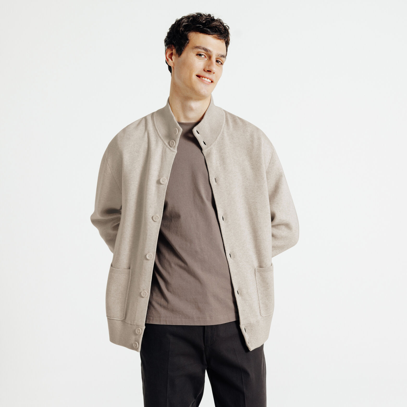 Gilet met knopen en opstaande kraag