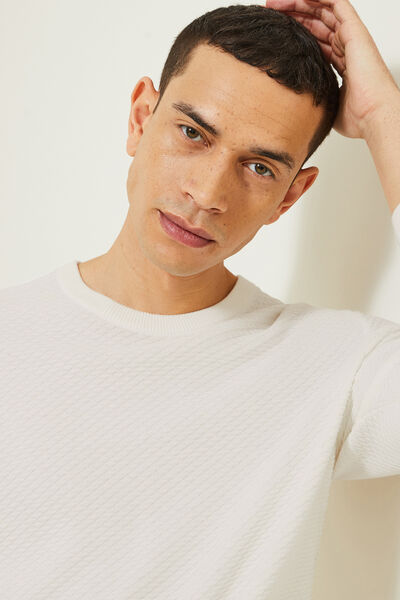 Gem&ecirc;leerde fantasie trui met ronde hals