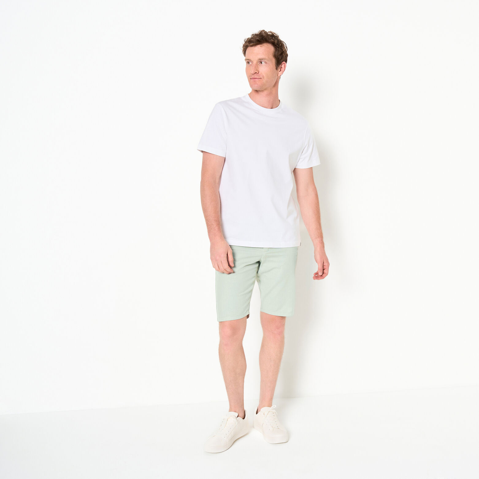 Effen bermuda in katoen en linnen