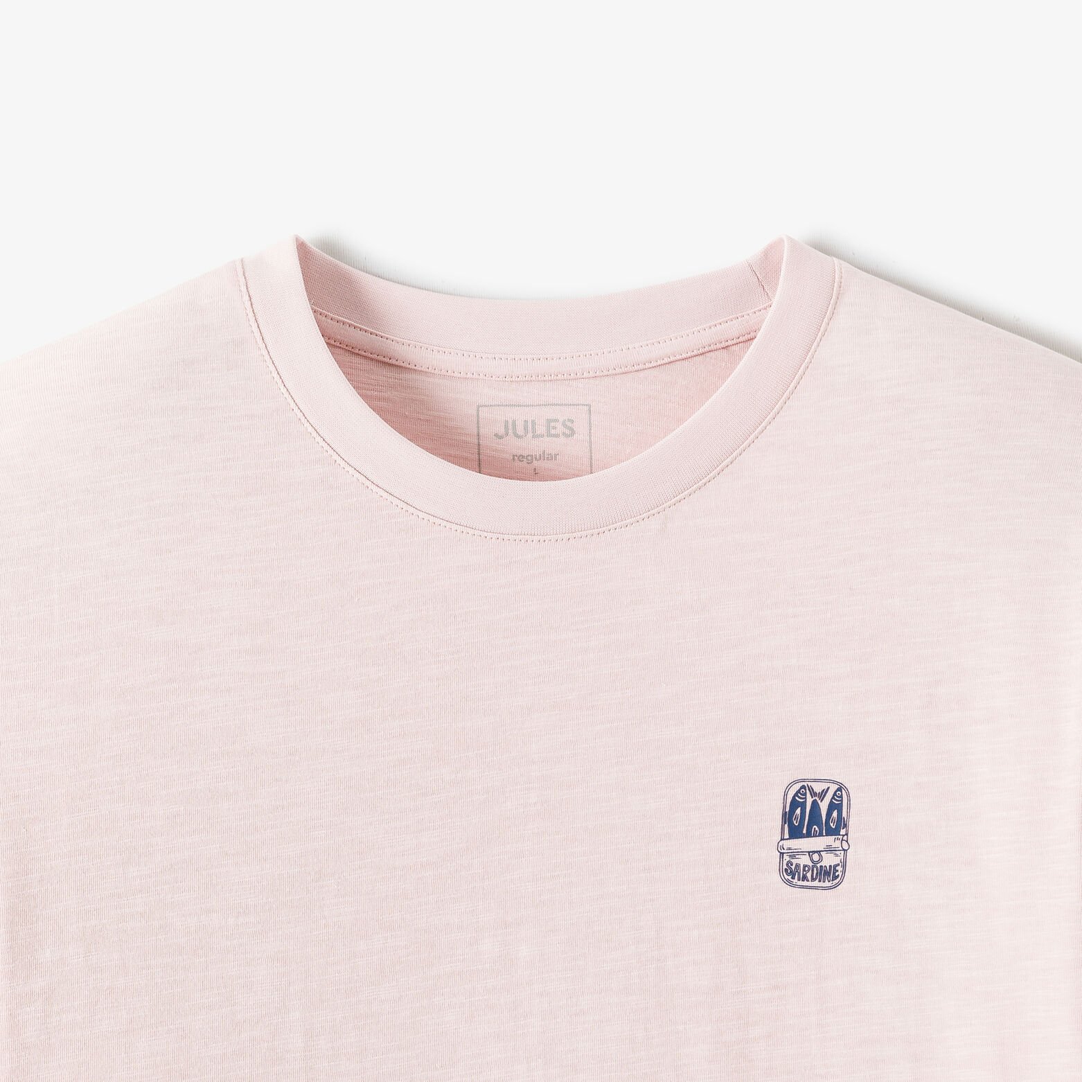 T-shirt in gevlamde stof met borduursel op de bors