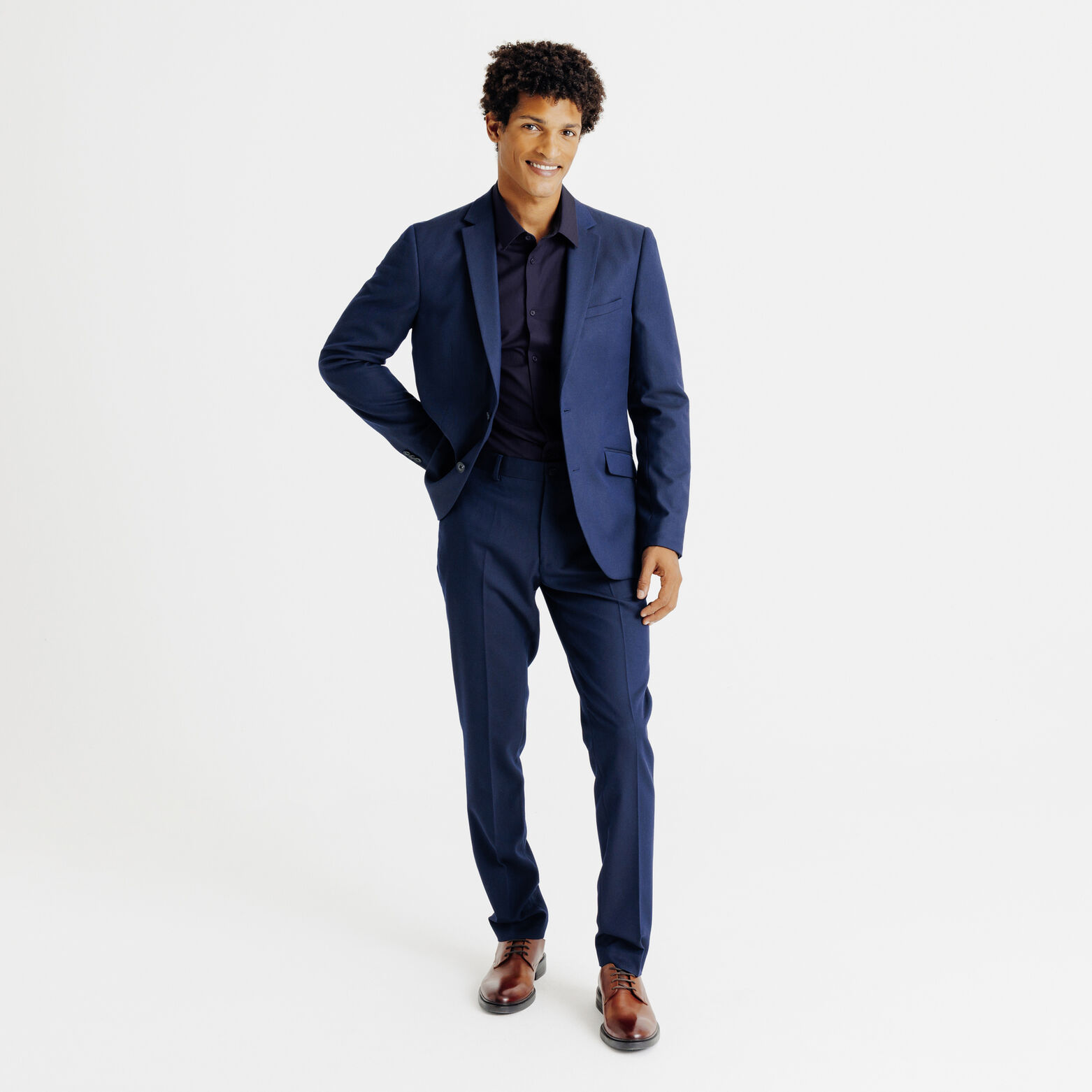 Makkelijk te strijken effen slim fit hemd