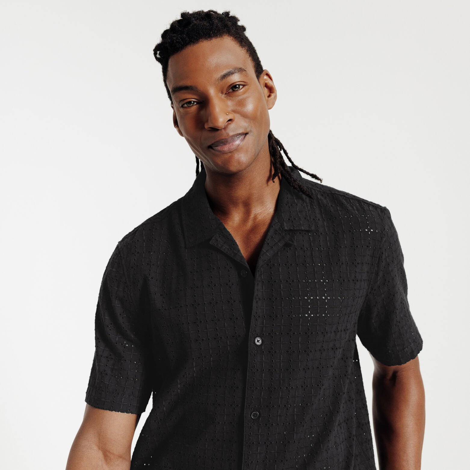 Chemisette regular en coton broderie anglaise