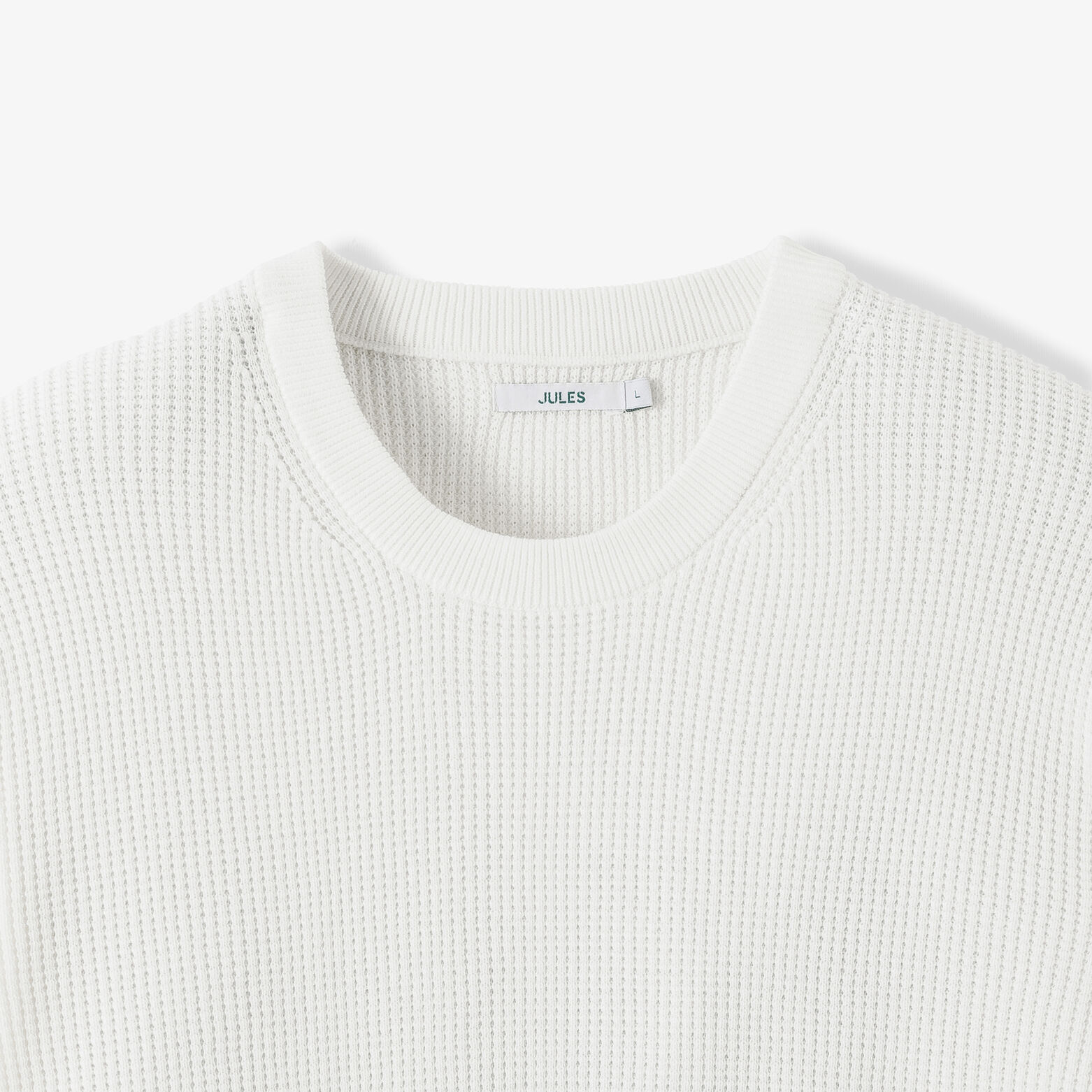 Pull col rond jeux de points fantaisie