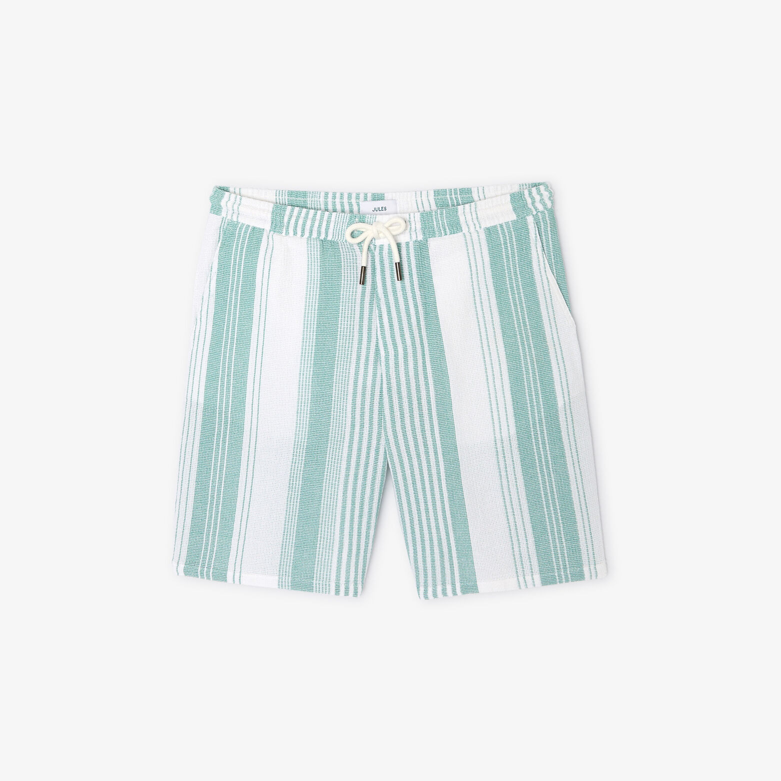 Bermuda met gestreepte fantasieprint in reli&euml;fsto