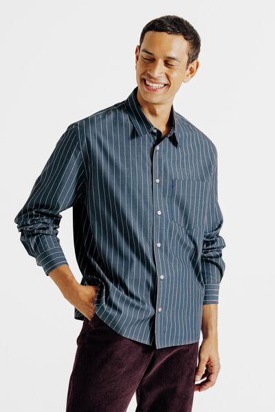 Chemise boxy en coton ray&eacute;e