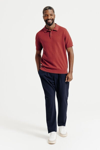 Polo en maille col boutonn&eacute; jeux de points