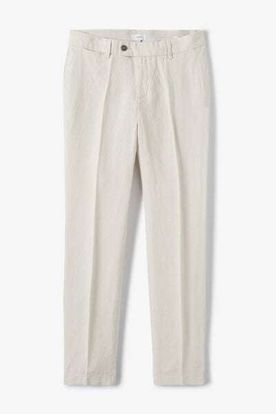 Pantalon chino straight 100% lin