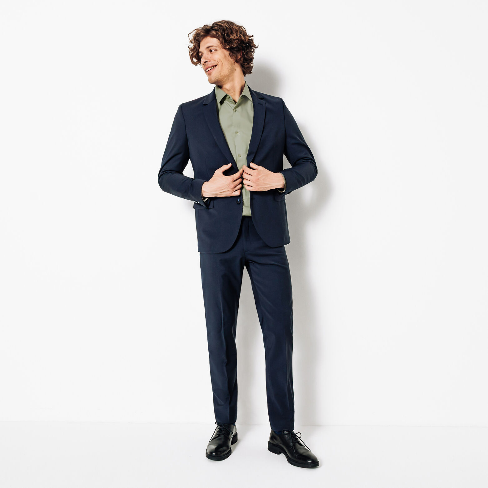 Strijkvrij slim effen hemd in katoen