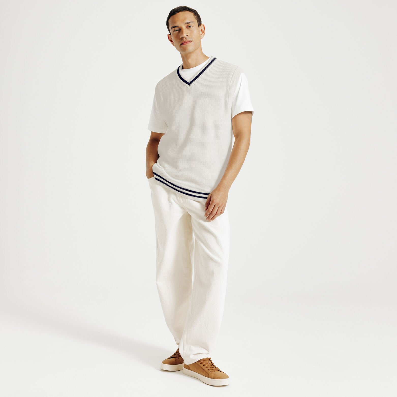 Trui met V-hals zonder mouwen