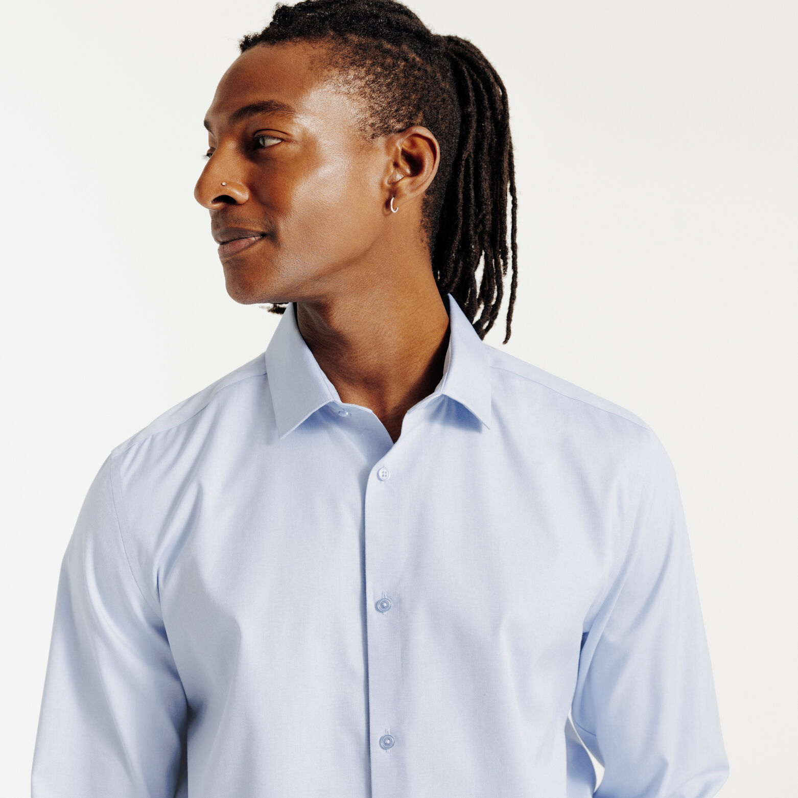 Slim fit effen strijkvrij hemd in katoen