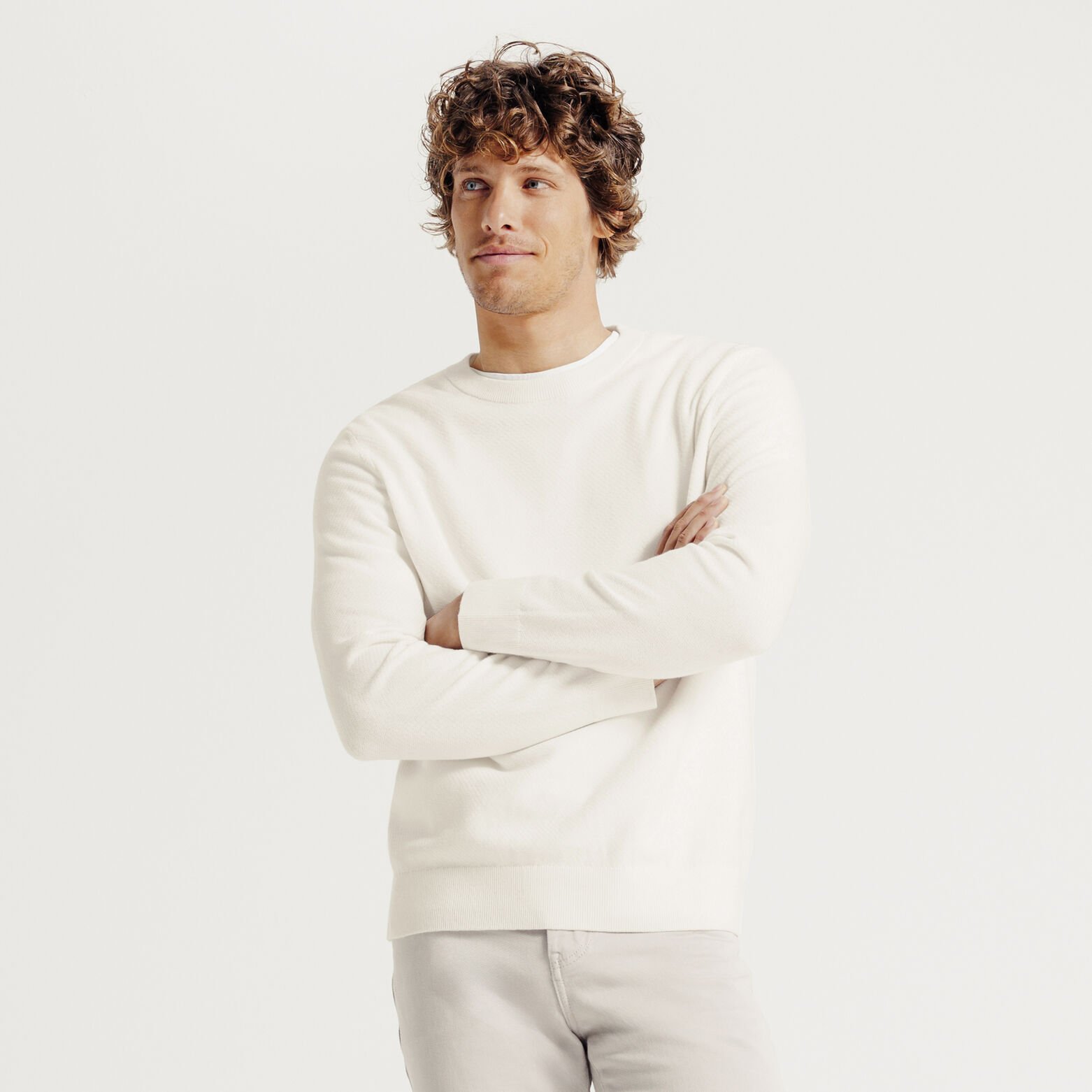 Trui ronde hals in fantasie-stekenpatroon