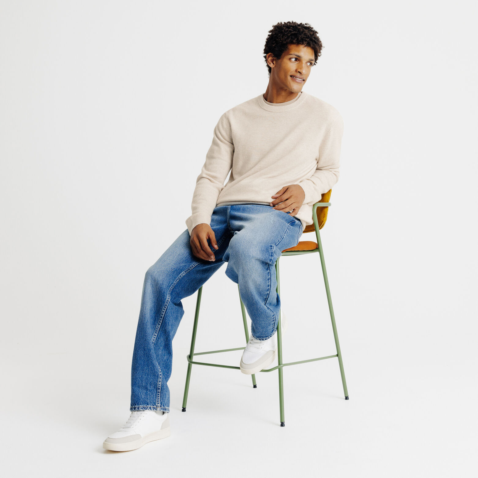 Trui ronde hals in merinos kasjmier