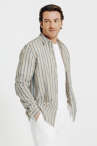 Chemise en lin ray&eacute;e