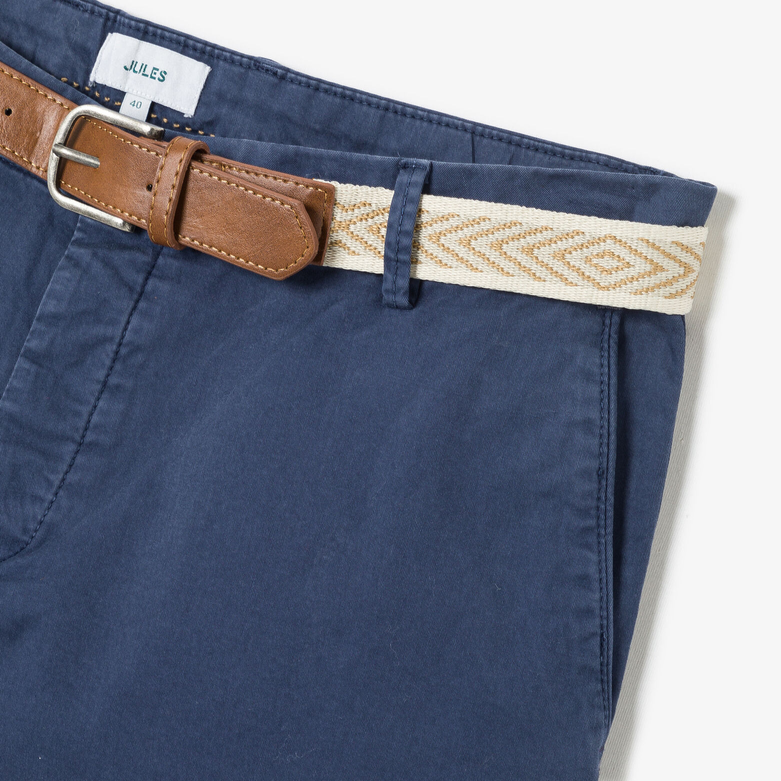 Effen chino short met riem