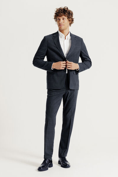 Costume 2 pi&egrave;ces confort &agrave; carreaux - Bleu fonc&eacute;