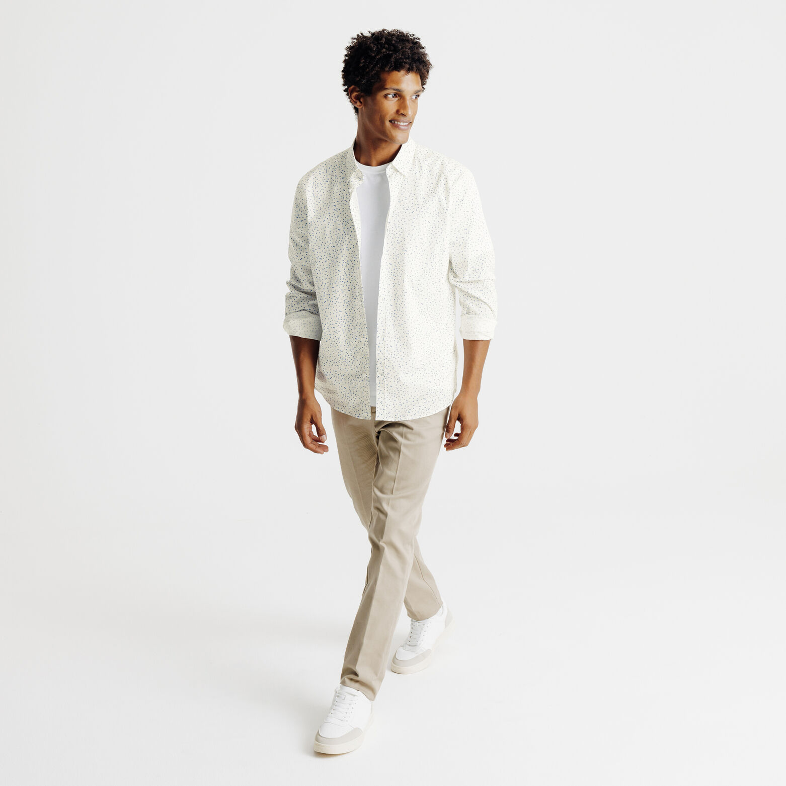 Chemise en coton imprim&eacute; floral slim