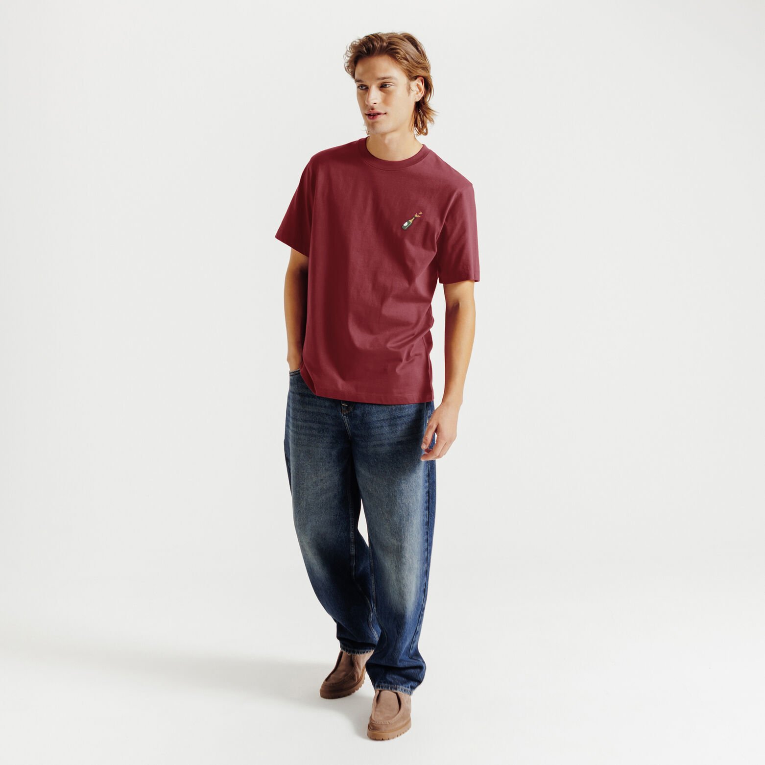 Tee shirt brod&eacute; poitrine en coton