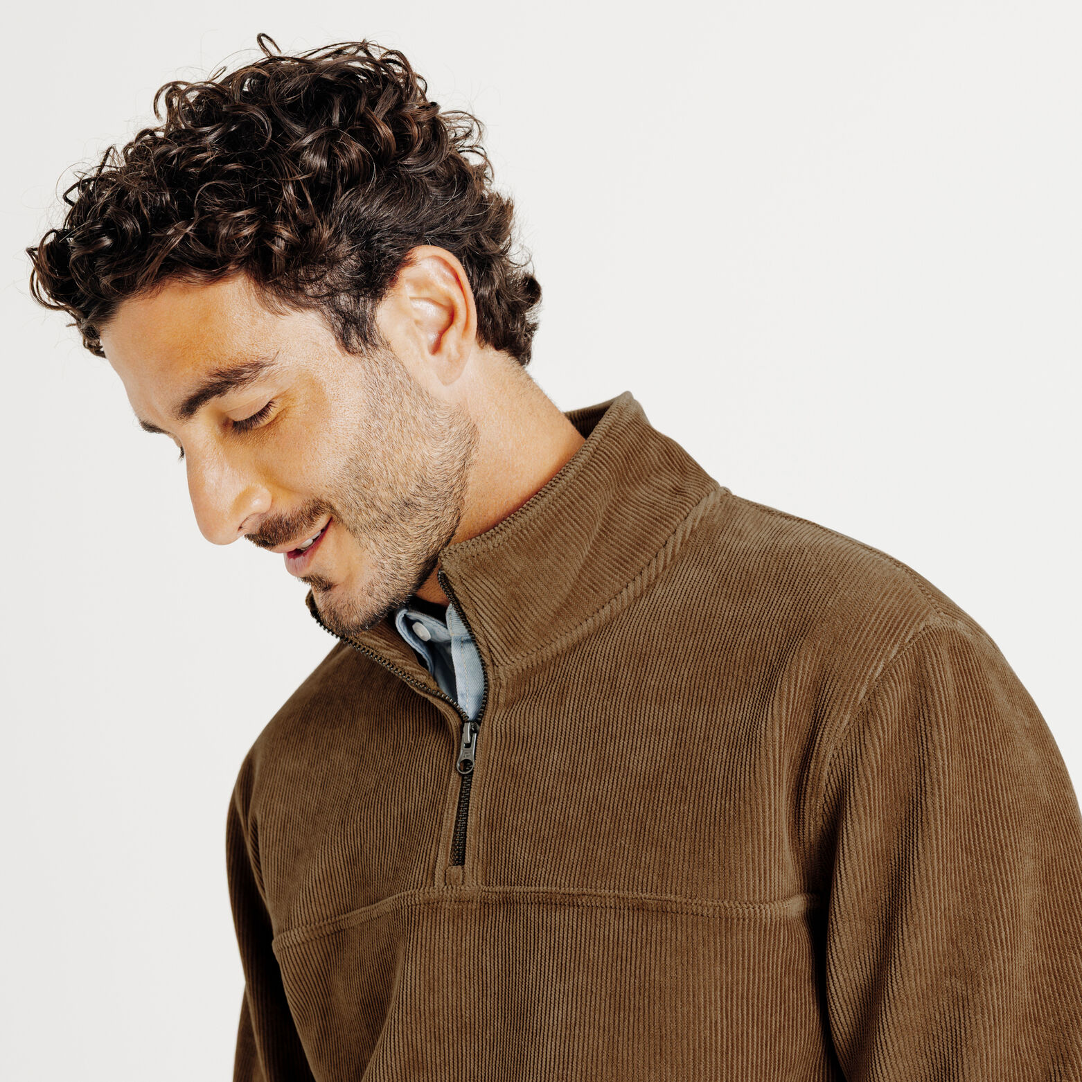 Sweat col montant zipp&eacute; velours