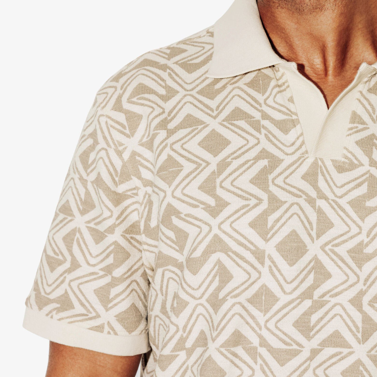 Polo manches courtes imprim&eacute; col resort