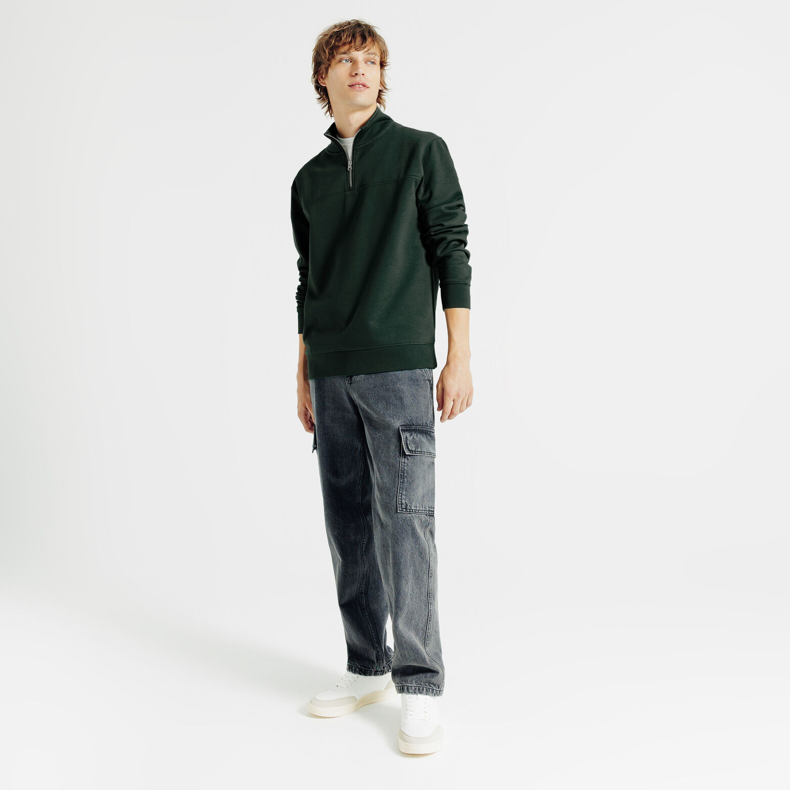 Sweat col montant zipp&eacute; uni