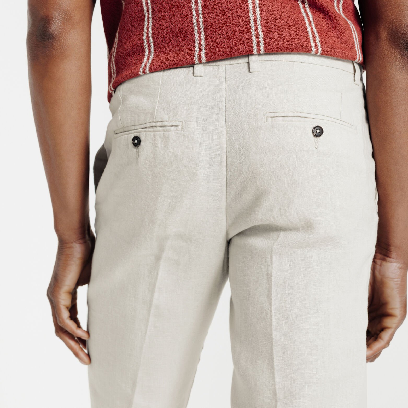 Pantalon chino straight 100% lin