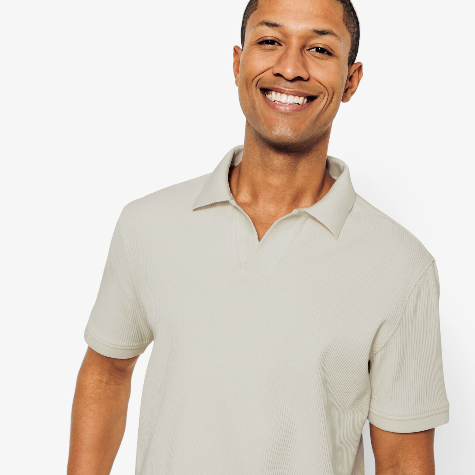 Polo in textuurstof met korte mouwen en resortkraa