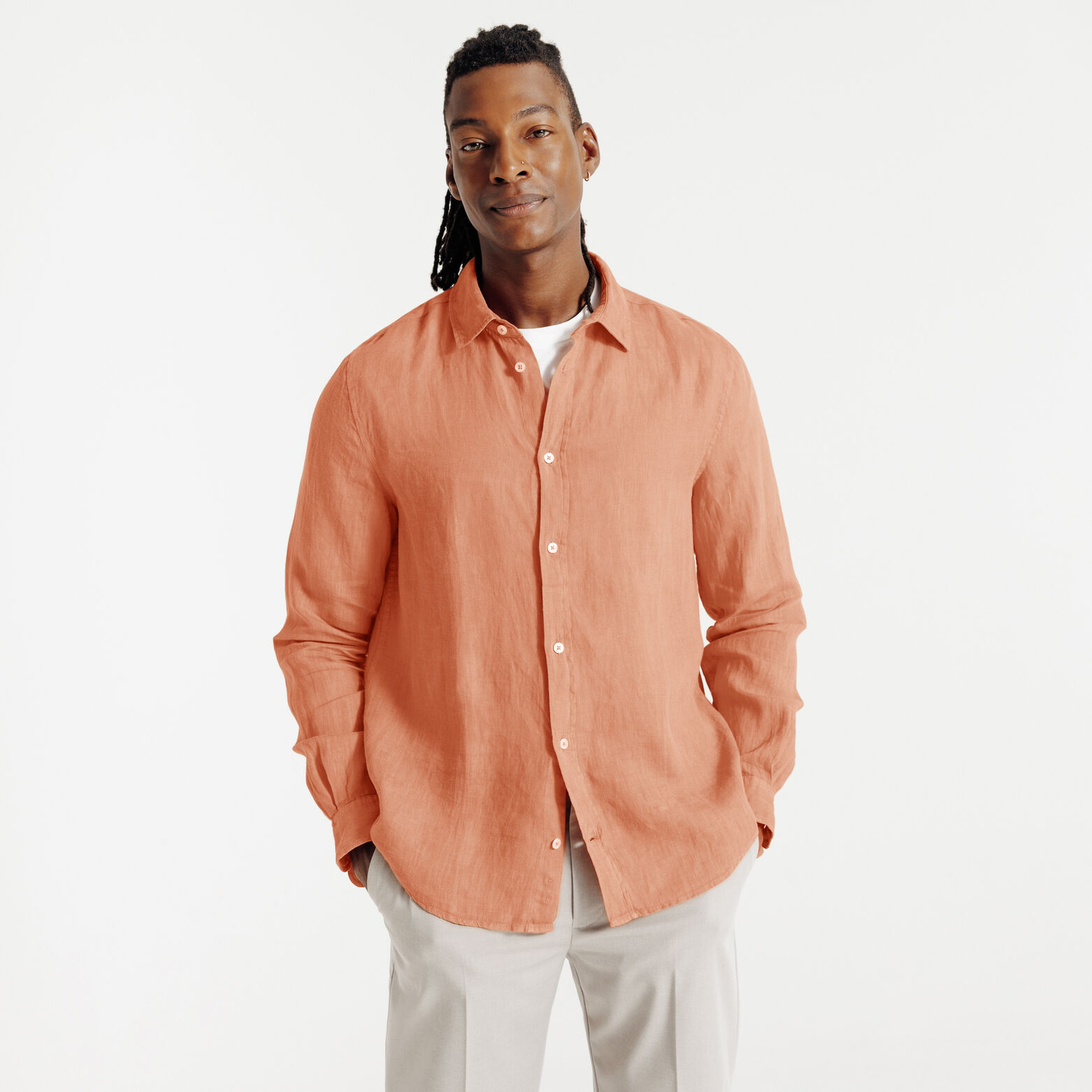 Regular fit hemd in linnen