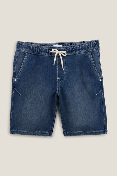 Denim bermuda met tricot effect