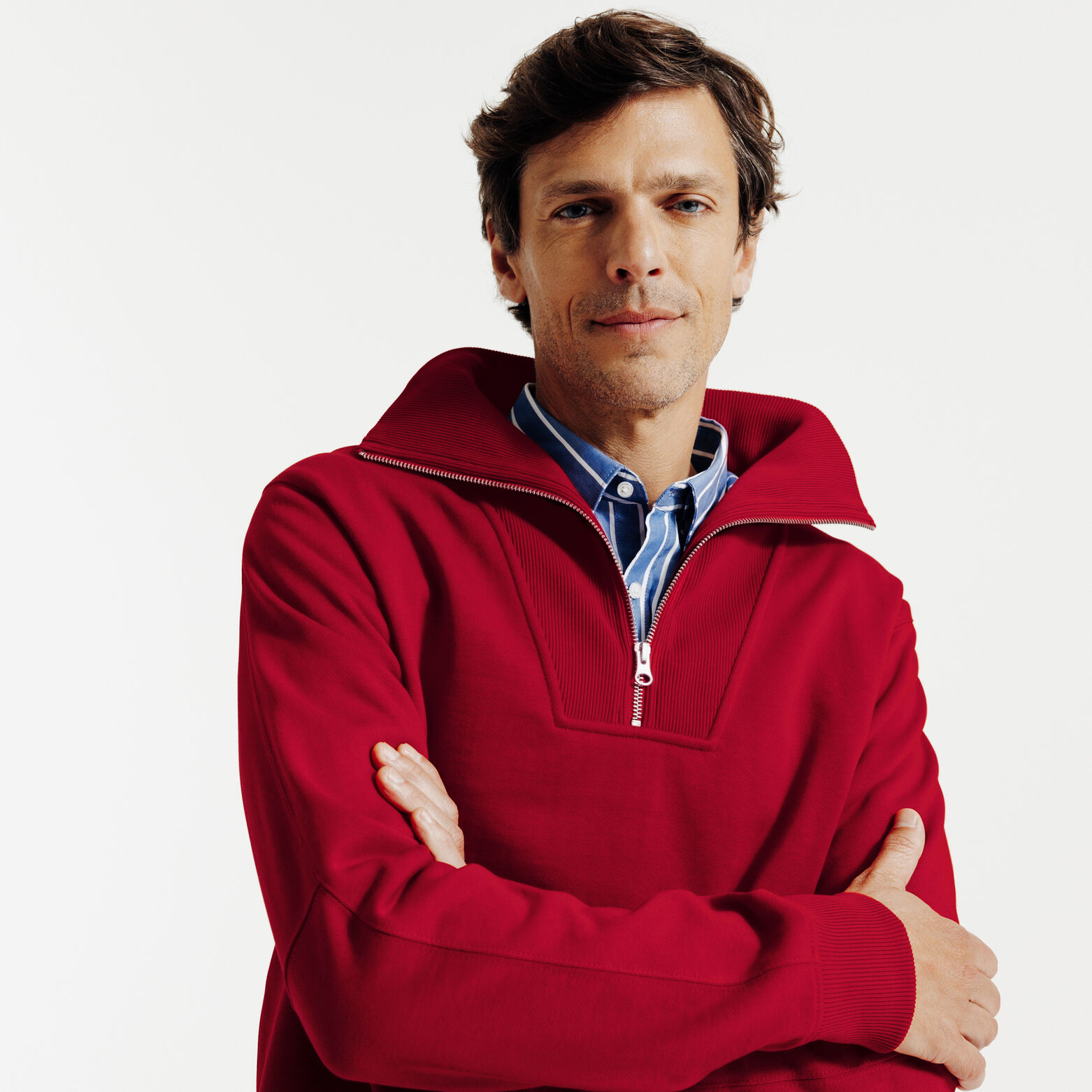 Sweat col camionneur zipp&eacute;