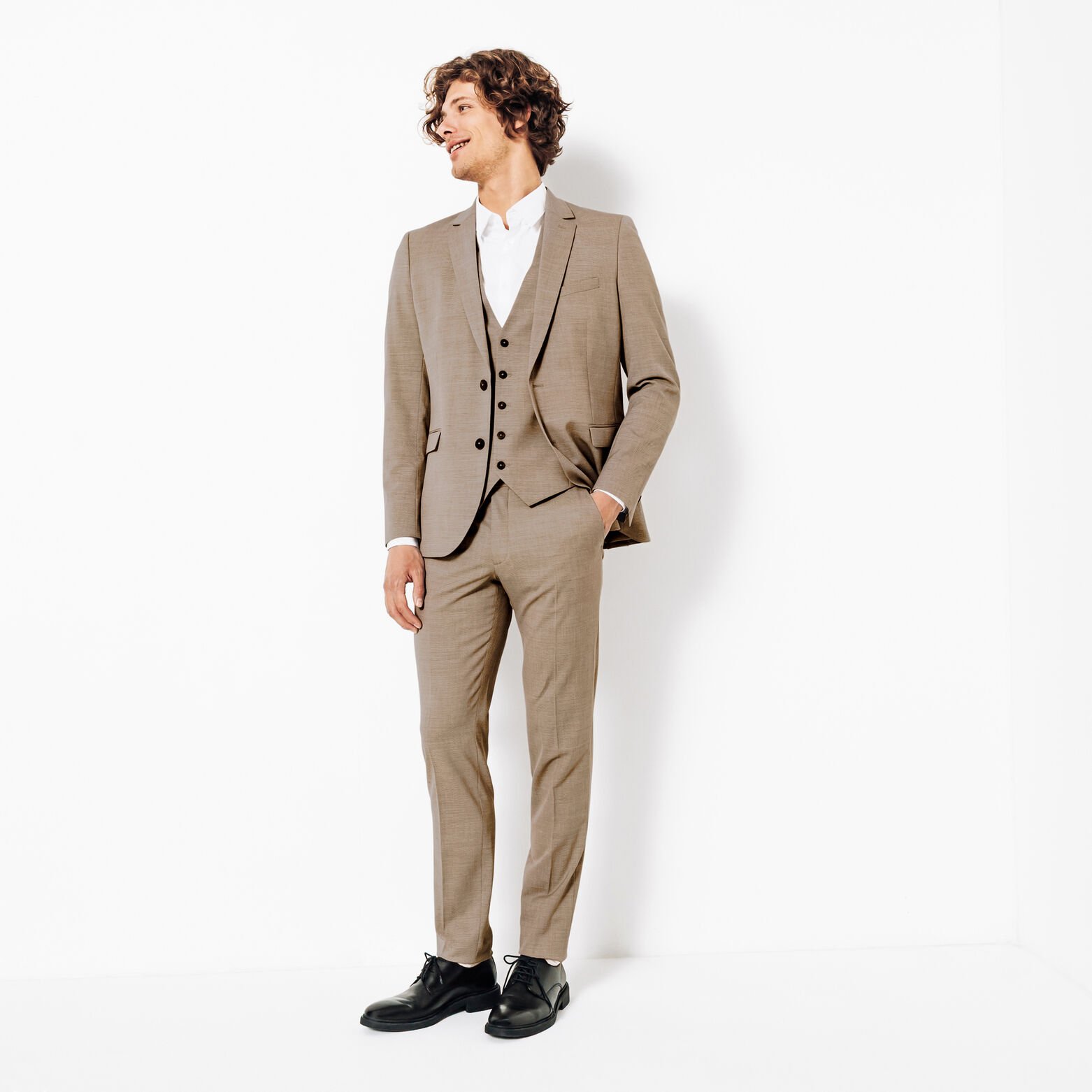 Costume 2 pi&egrave;ces slim bi-ton - Beige