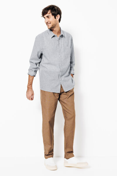 Chemise en coton lin ray&eacute;e